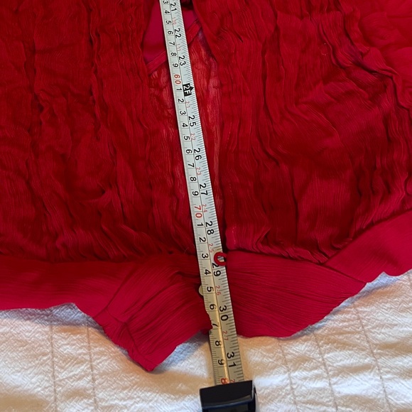 Long sleeve chiffon Red Mini Dress - Picture 12 of 14